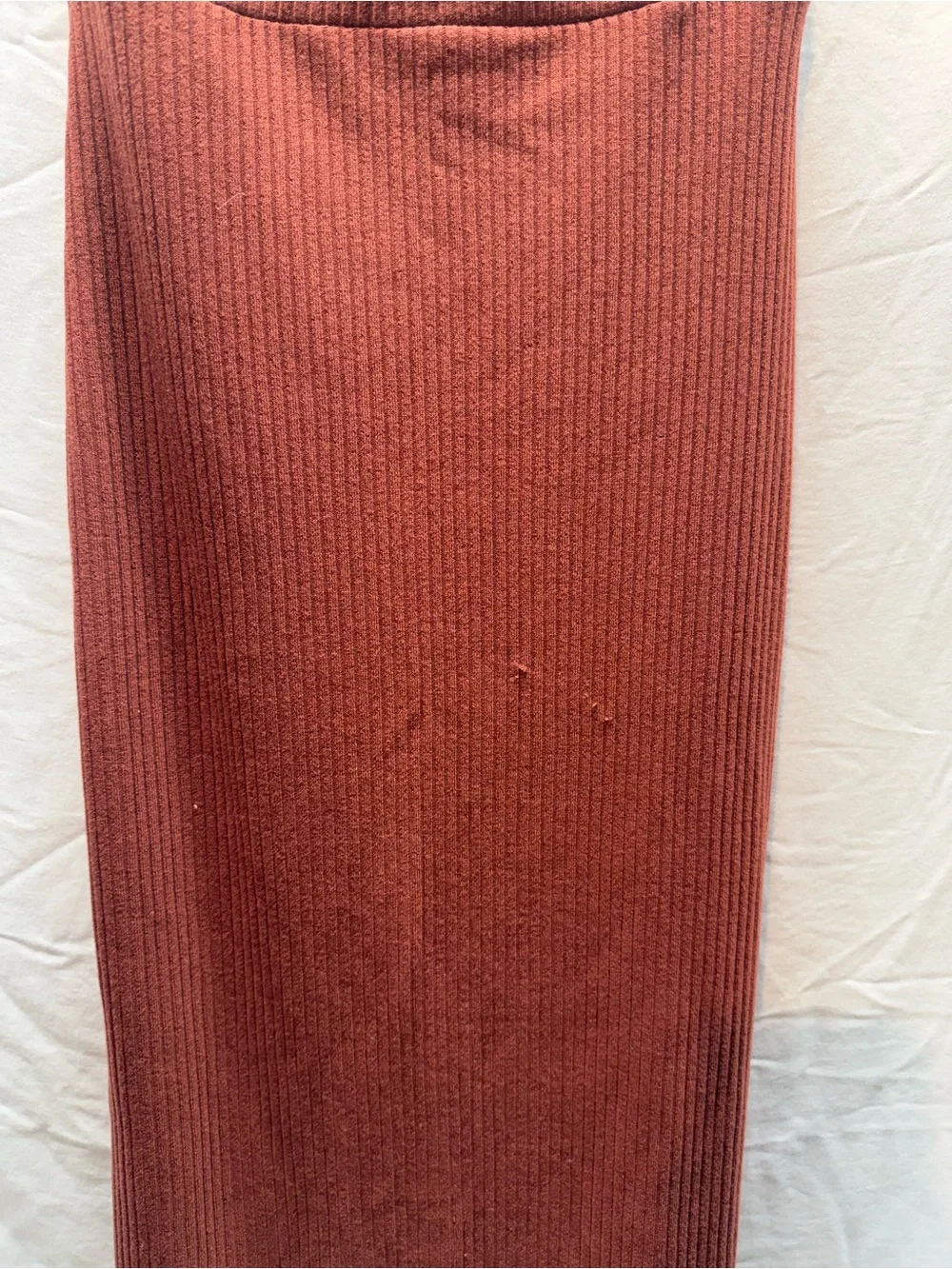 Abercrombie & Fitch Ribbed Strapless Maxi Dress Rust Burgundy Size M Side Slit